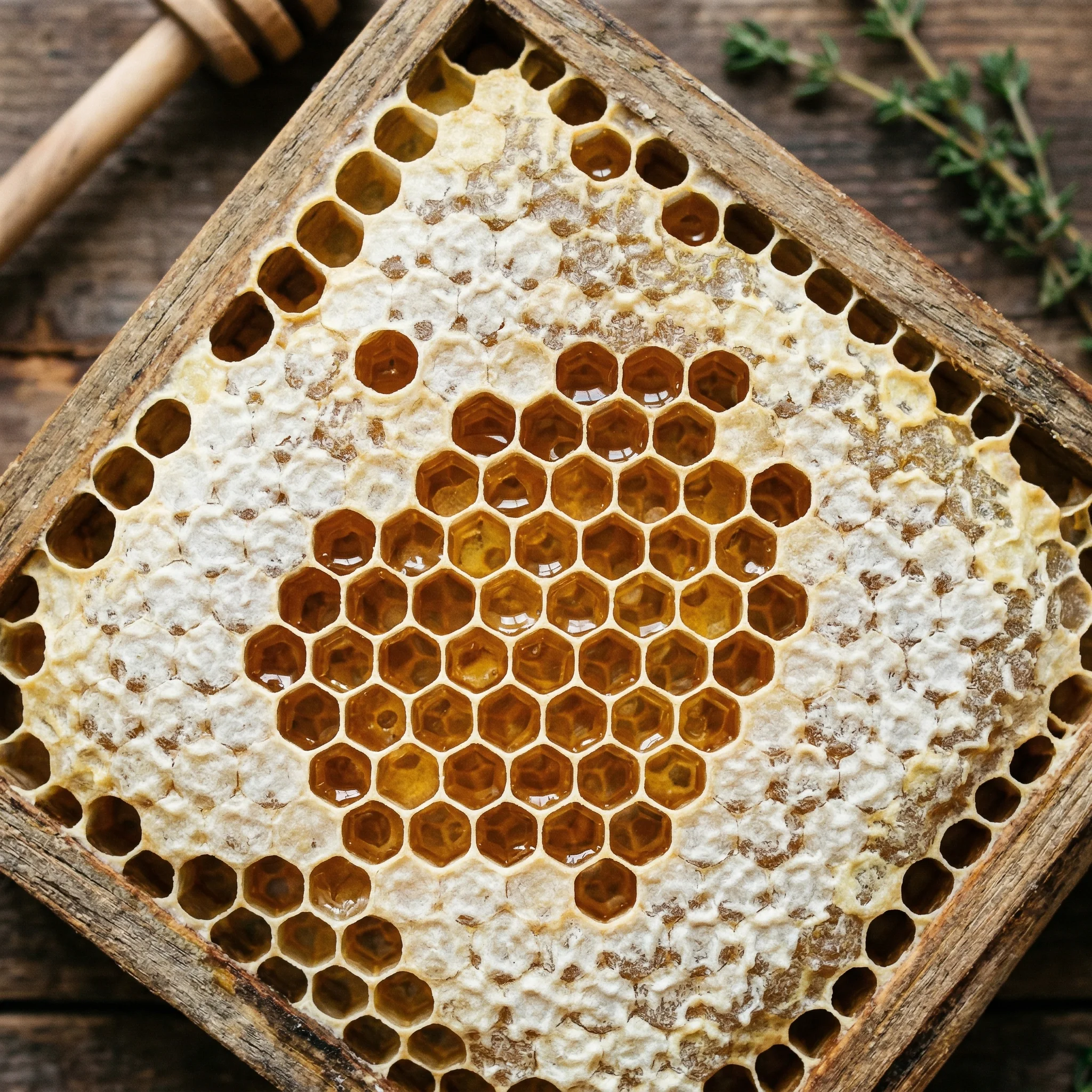 Plastry miodu pełne złotego miodu